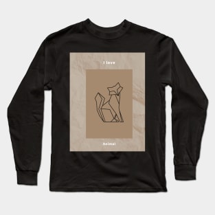 【Brown background + Text】I love animal Long Sleeve T-Shirt